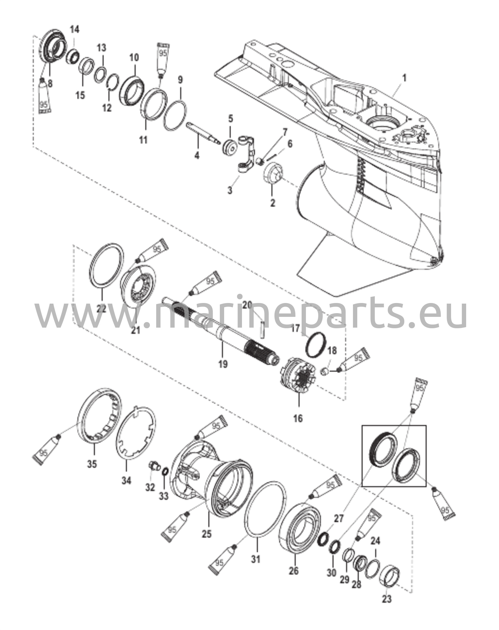 Voimansiirtoakseli – Normaali pyörimissuunta, 4.80 Torpedo 2B026817 ja uudemmat