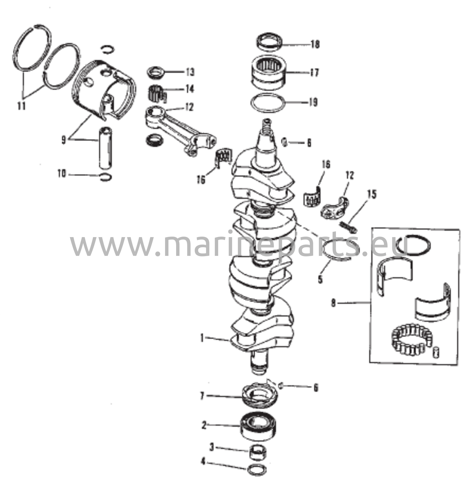 Kampiakseli, männät ja yhdystangot (646-818846)