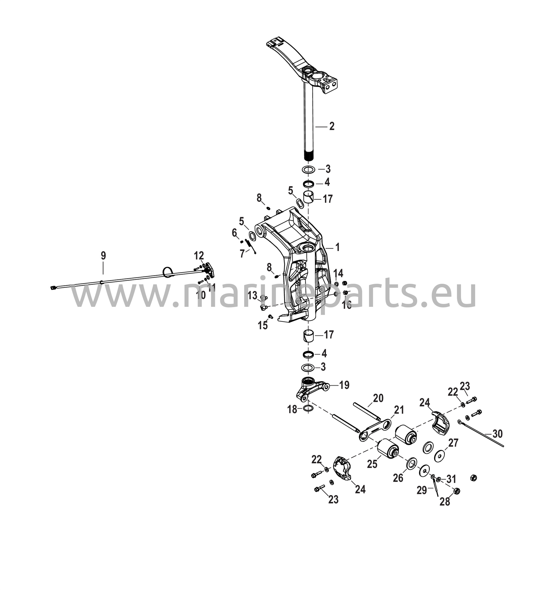 Kääntökiinnike ja ohjausvarsi