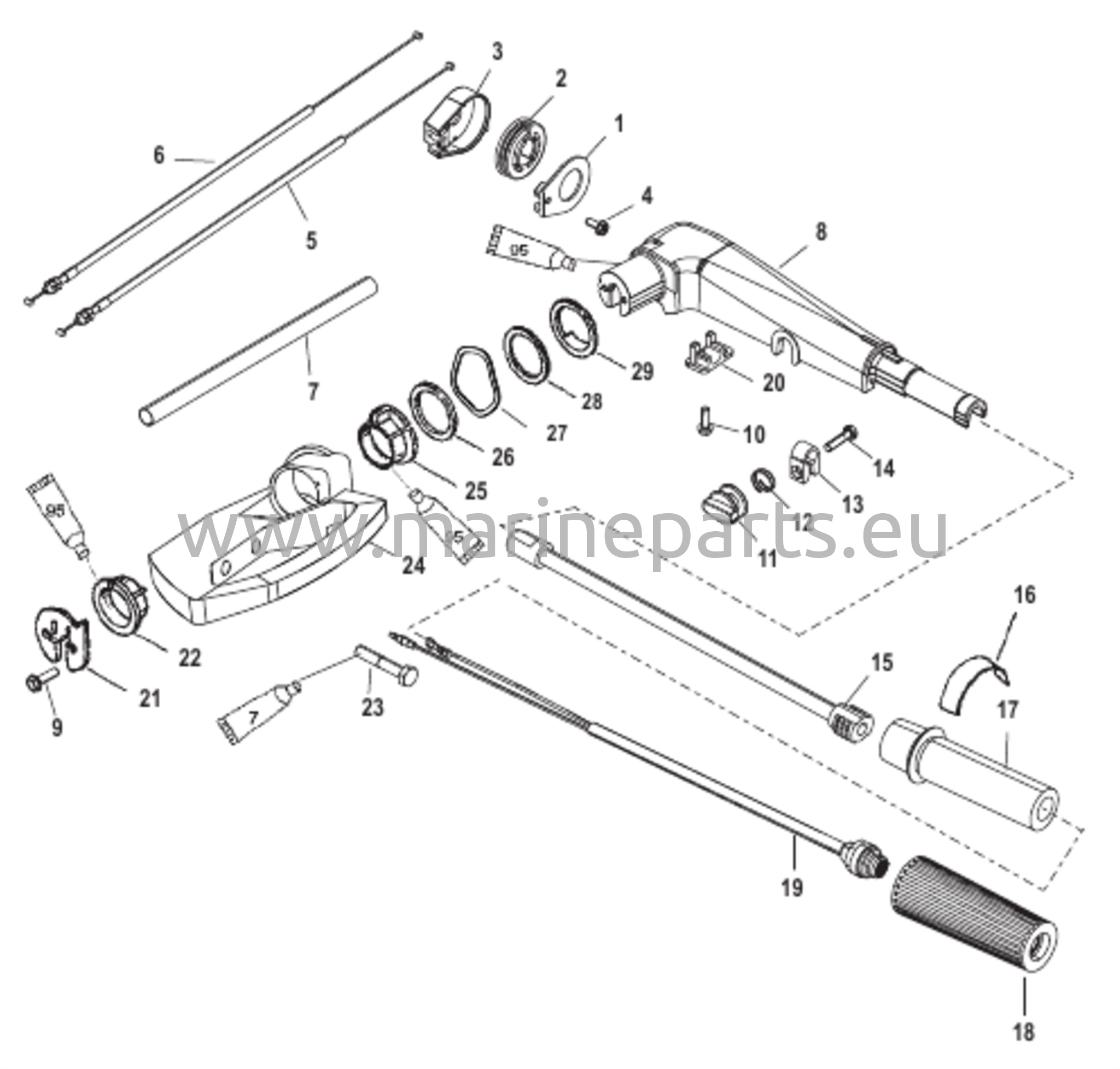 Ohjaustangon kahvan kokoonpano
