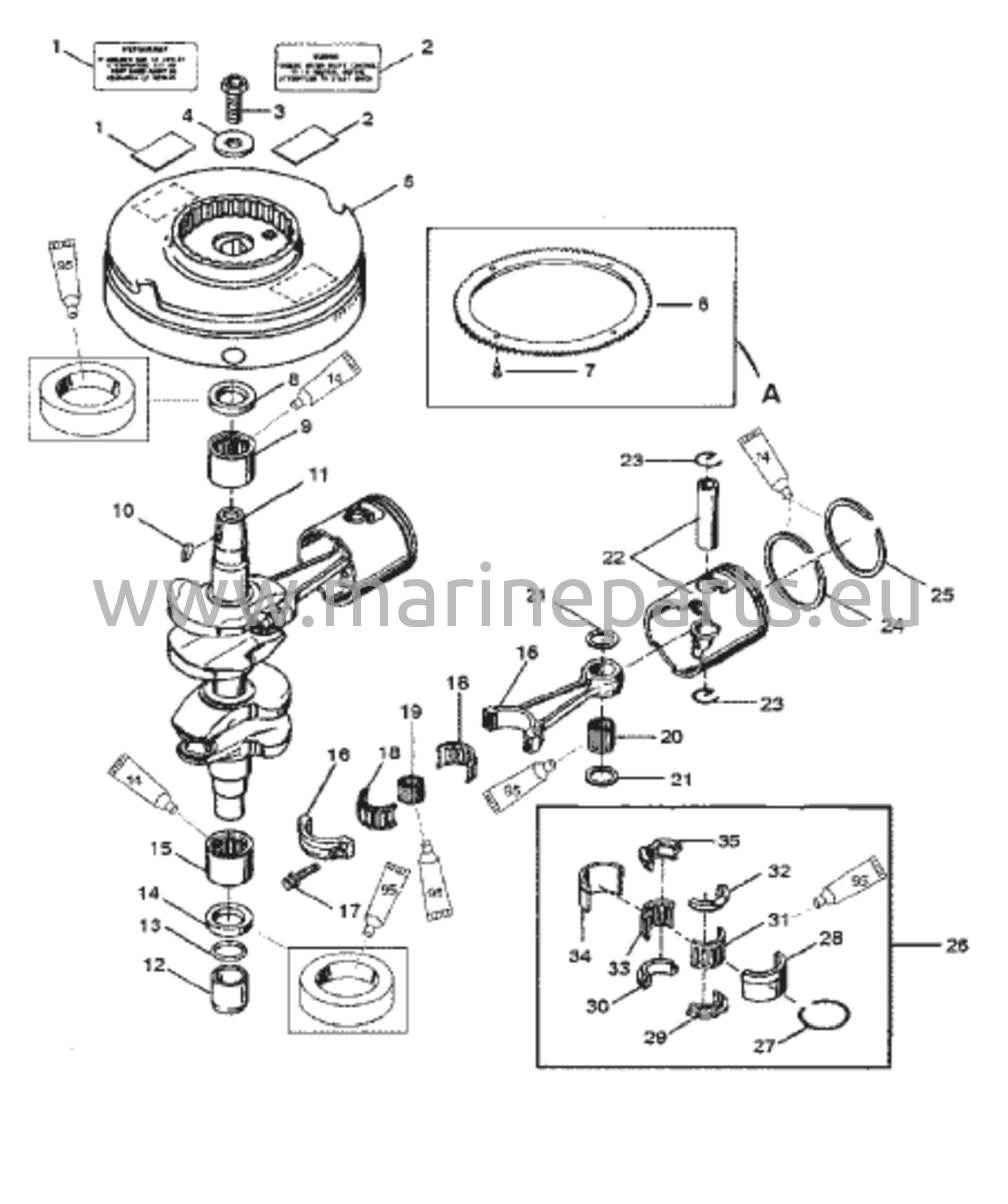 Kampiakseli, männät ja vauhtipyörä