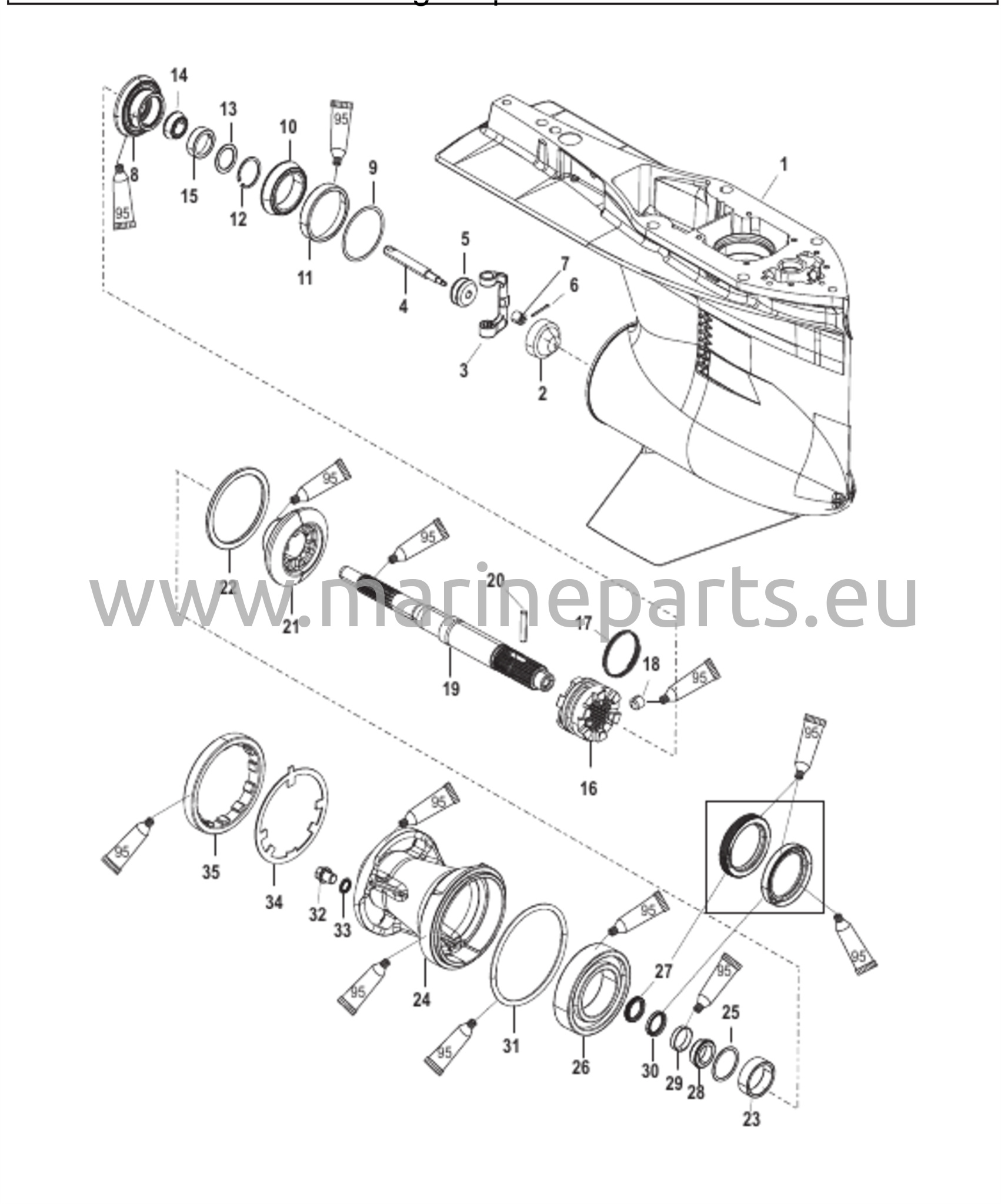 Växelhuskåpa Propelleraxel - Standardrotation