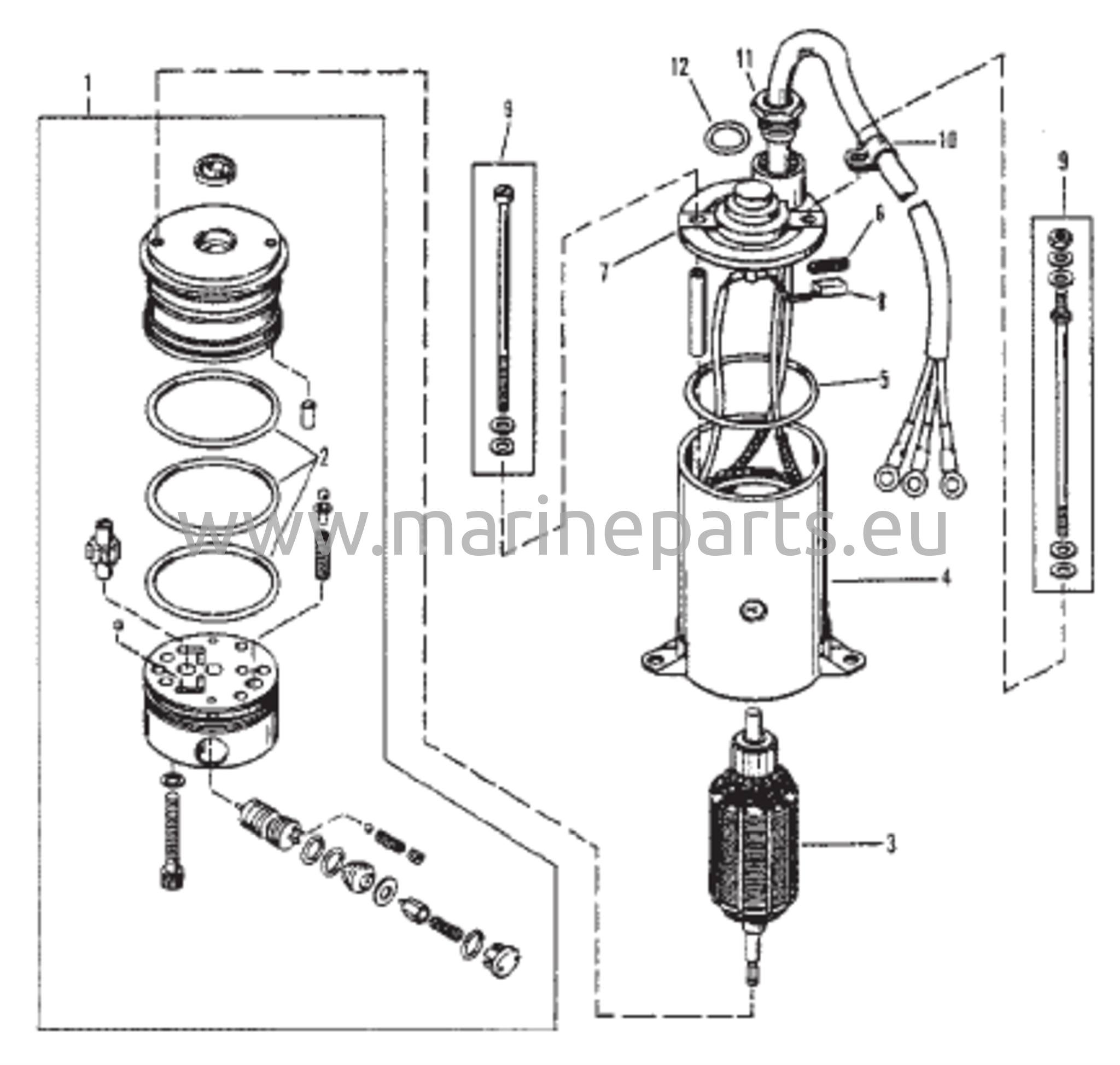 Power Trim Pump (Prestolite Round Motor) 