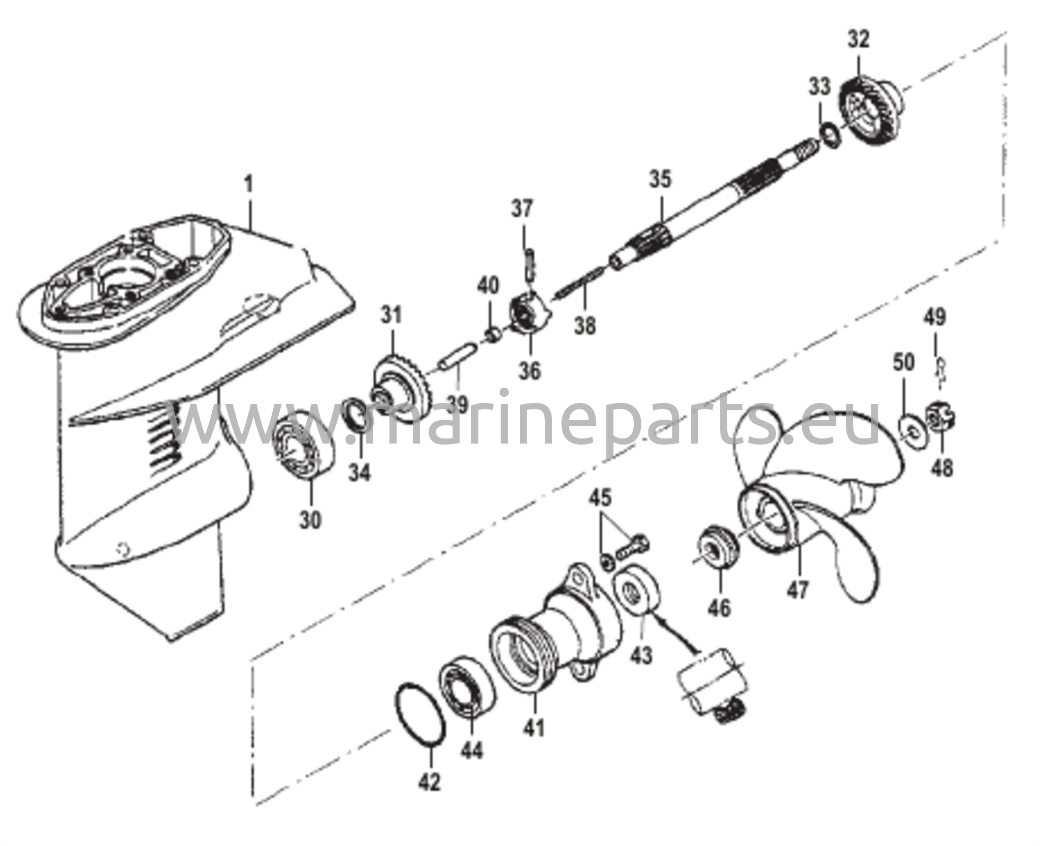 Vaihteiston kotelo potkurin akseli