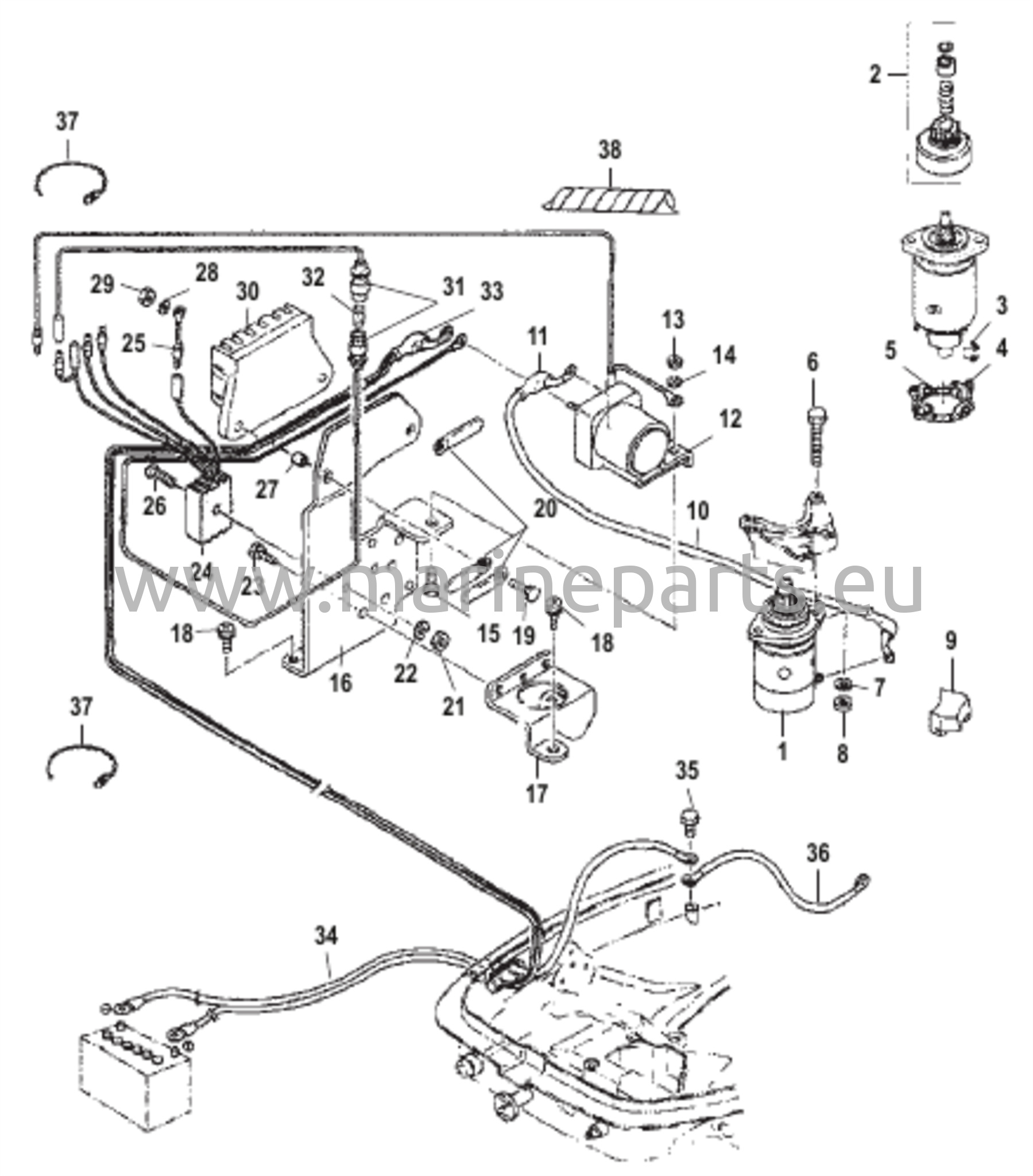Sähköisen käynnistimen osat