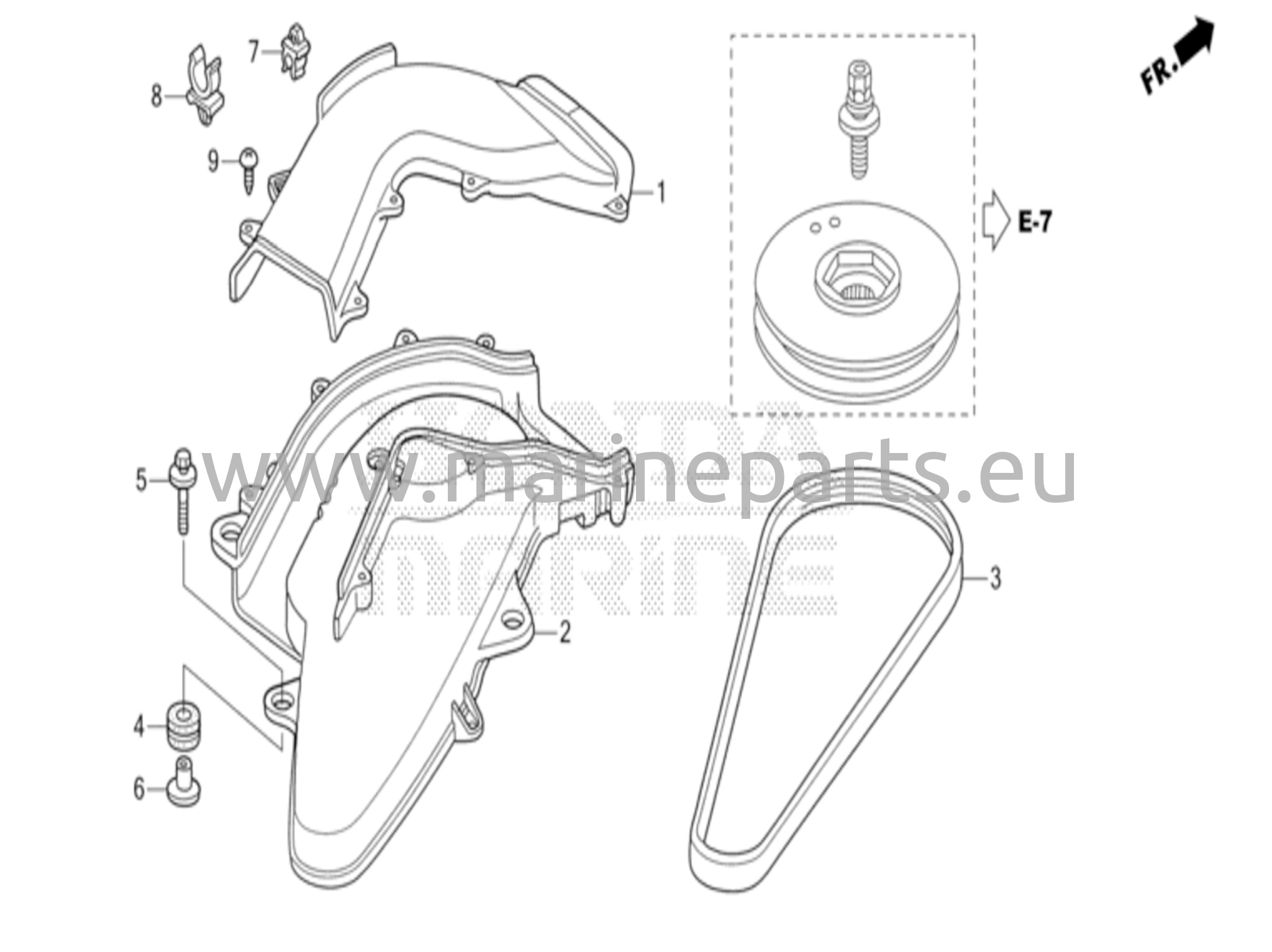 Laturin hihna ja äänieristyskanava