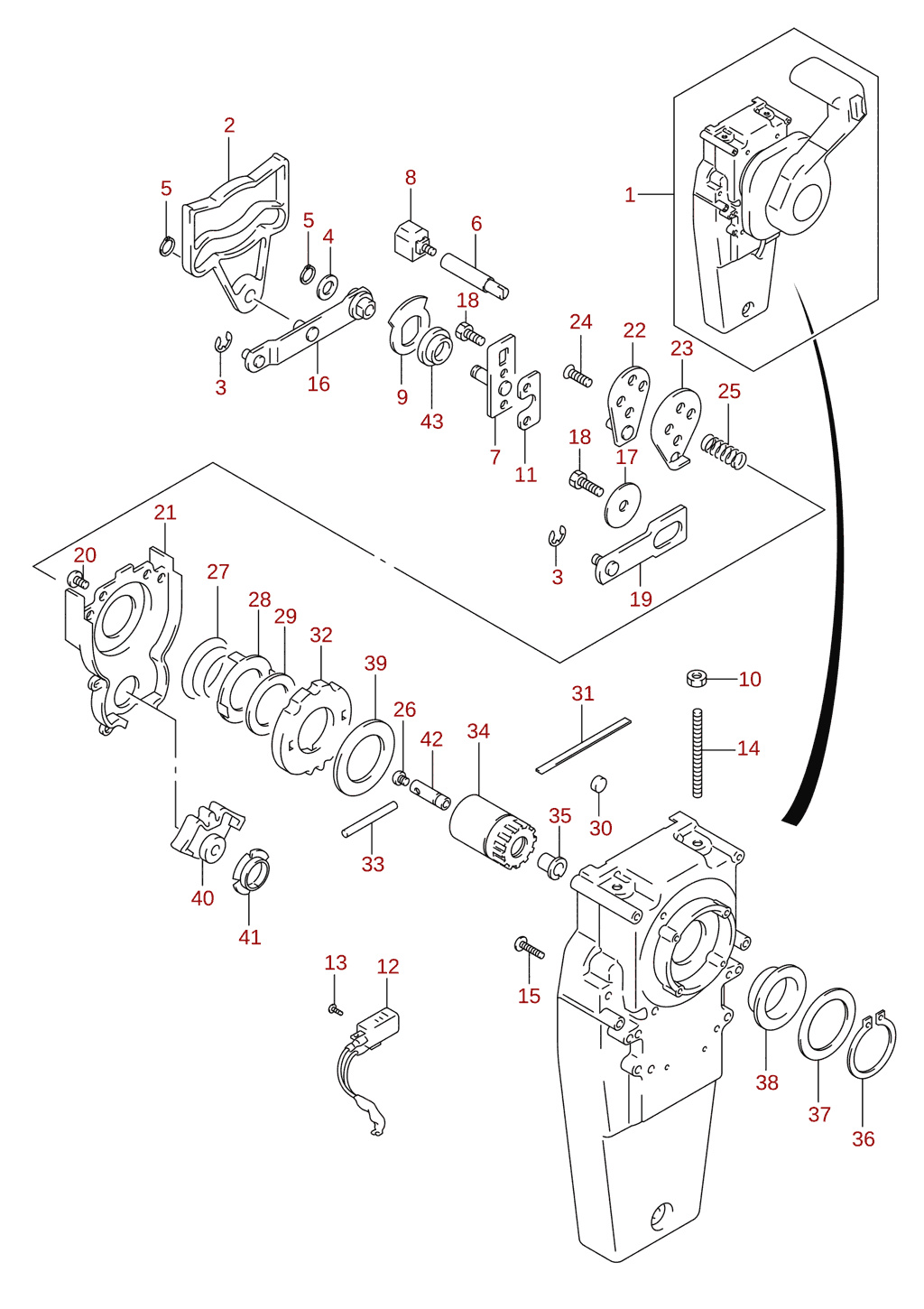 Piilotettu kauko-ohjain (2) (DF100B, DF70A, DF75A, DF80A, DF90A) (lisävaruste)