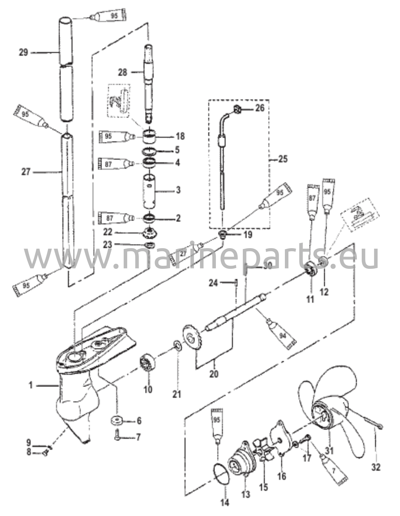 Vaihteiston kotelon kokoonpano 2/2,5 hevosvoimaa