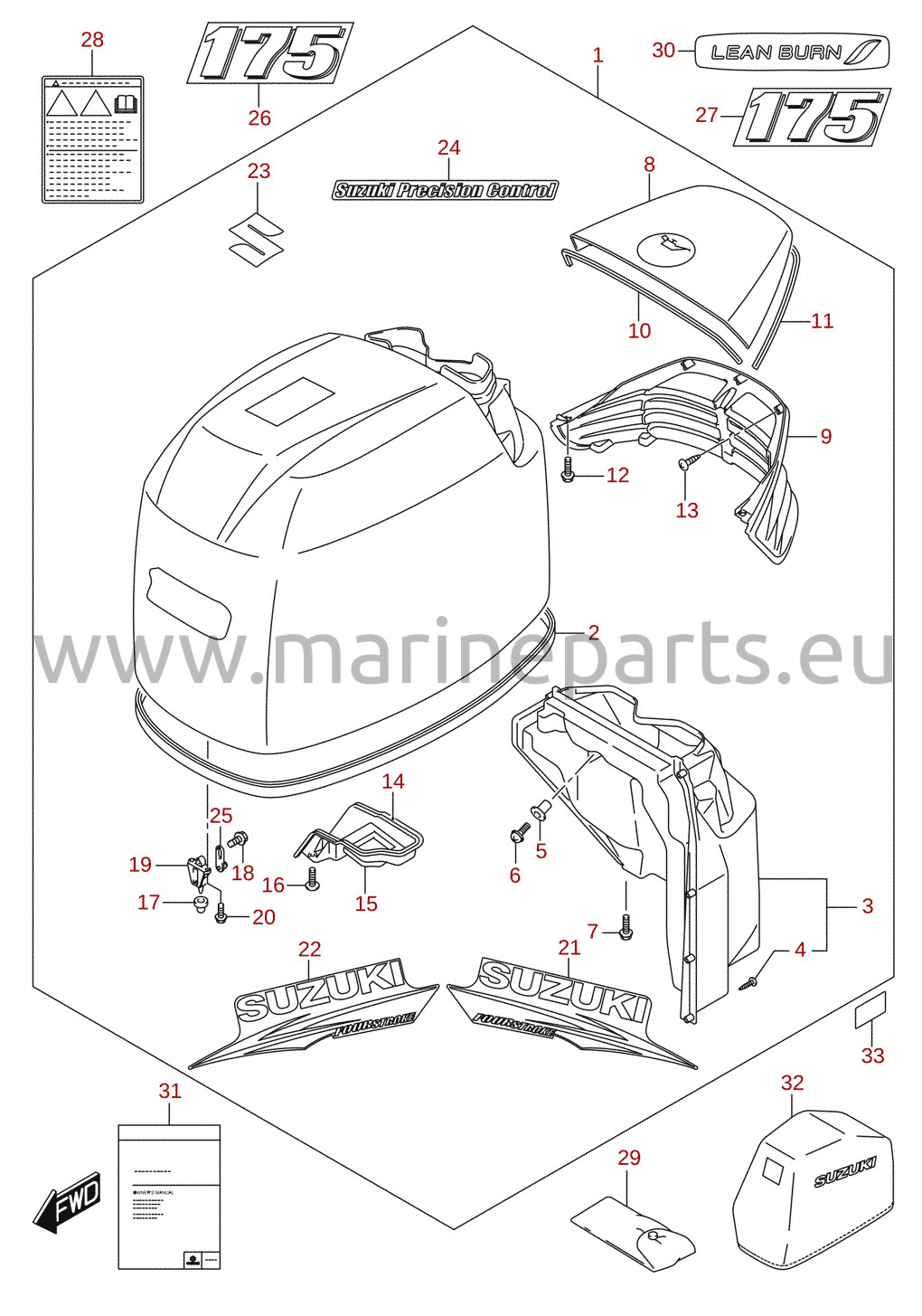 Capot moteur (DF175) 4/4