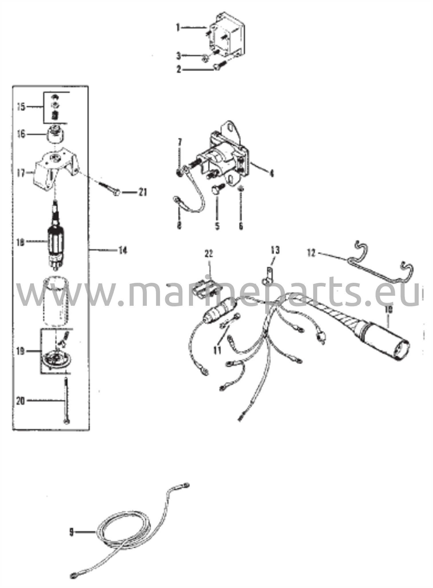 Sähkökäynnistimen osat
