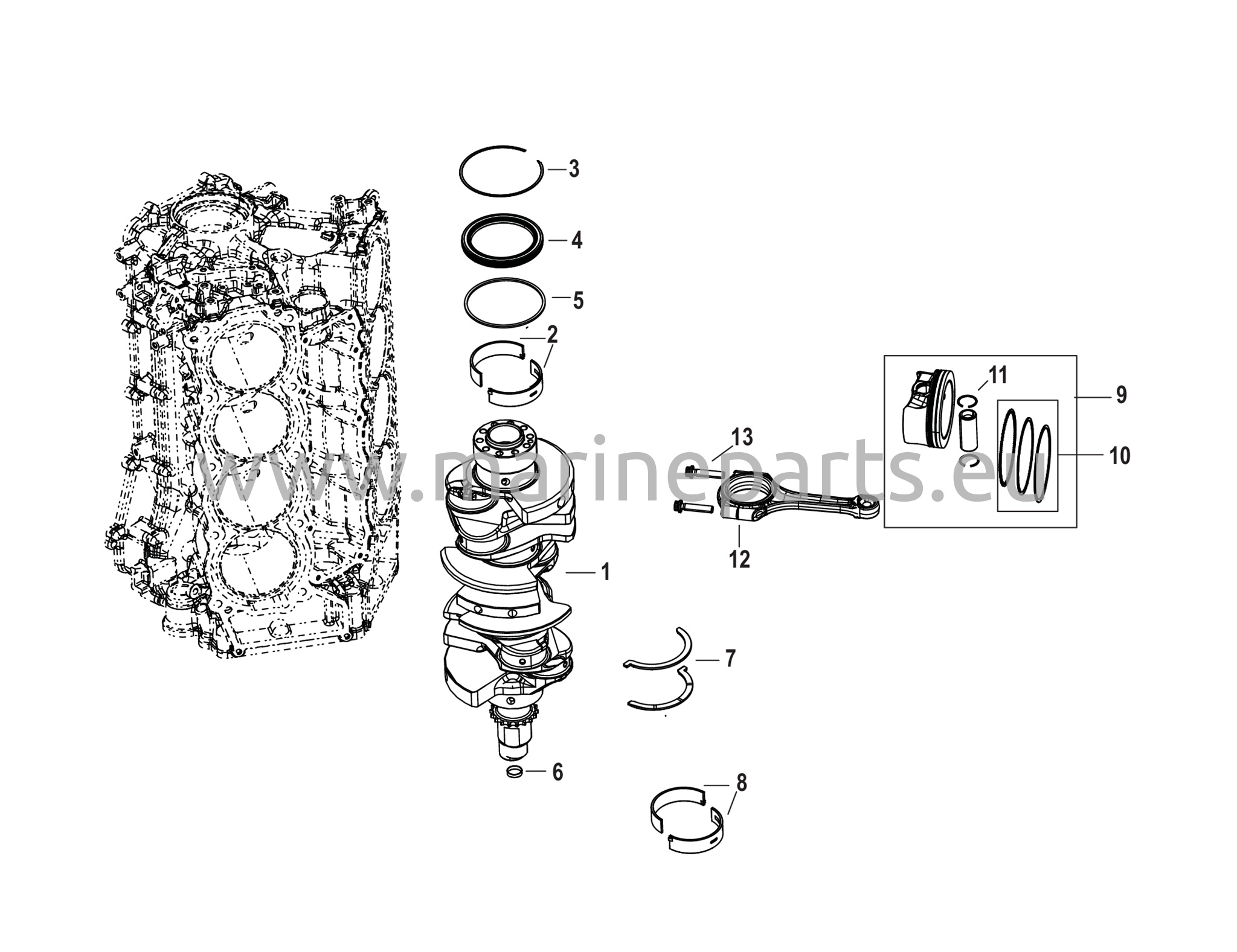 Kampiakseli, männät ja yhdystangot