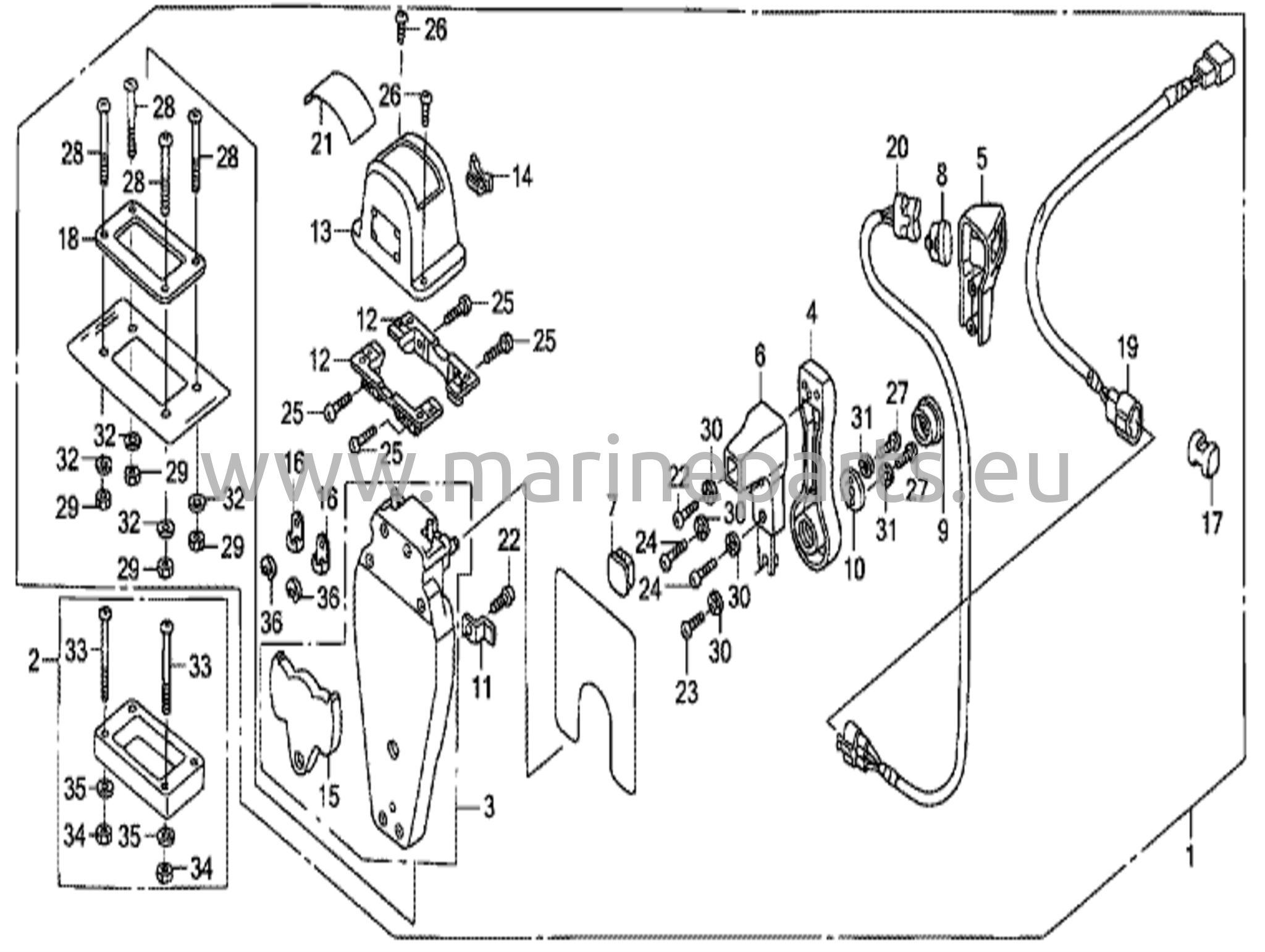 Fjärrkontroll (övermonterad enkeltyp) (vänster)