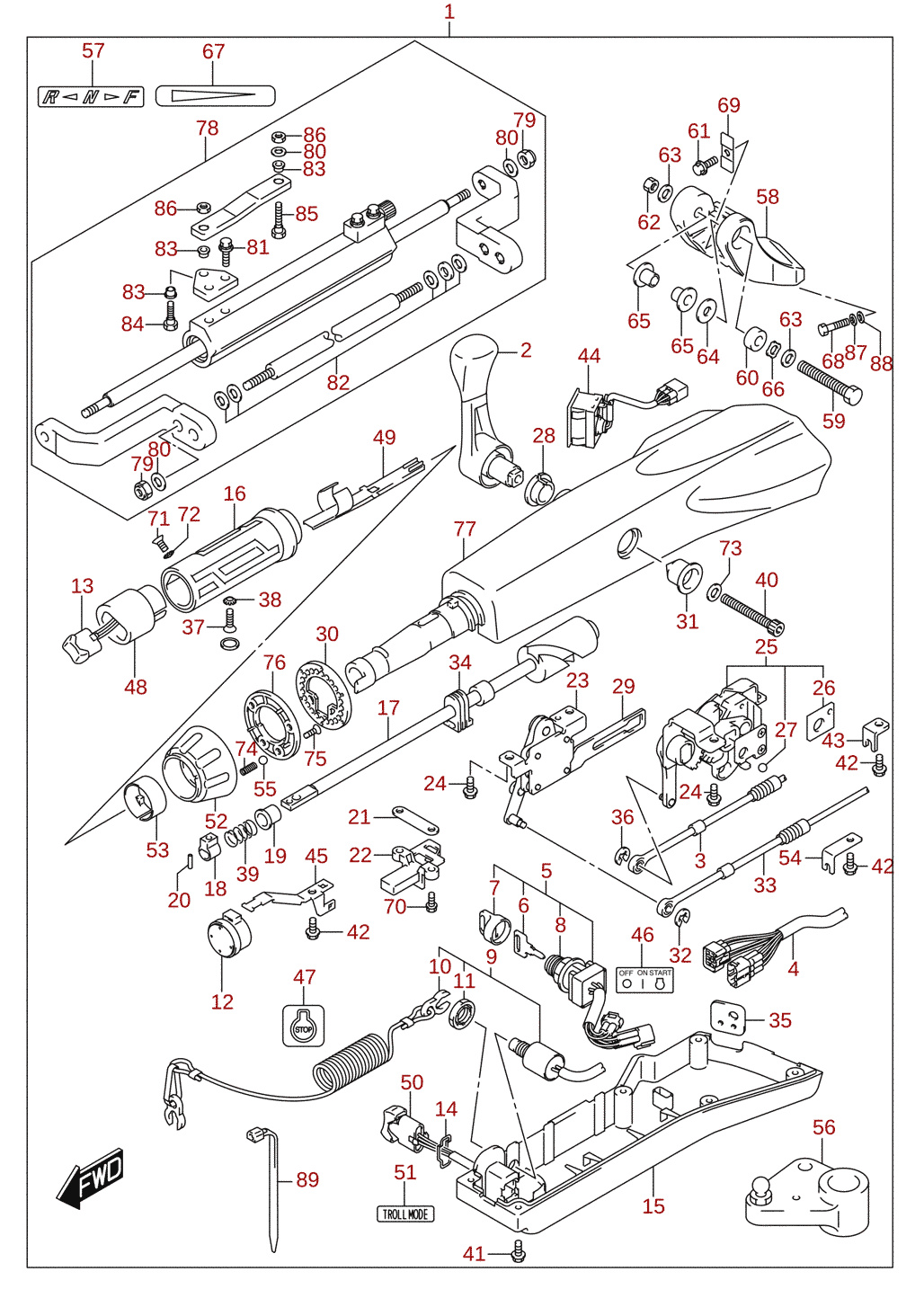 Tiller handle (DF100AT, DF115AT, DF115AZ) (optional)