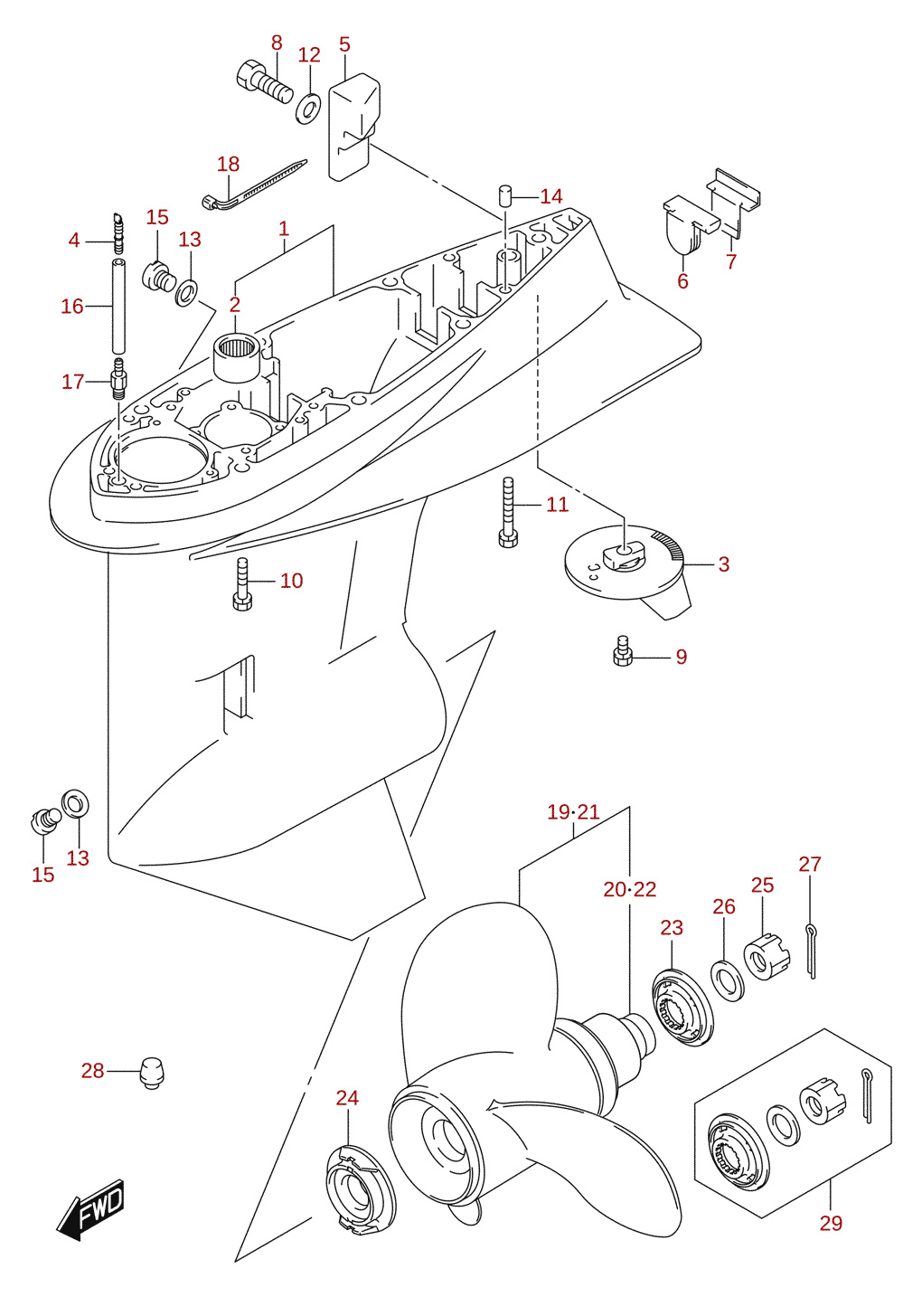 Gear case (DF115AZ, DF140AZ)