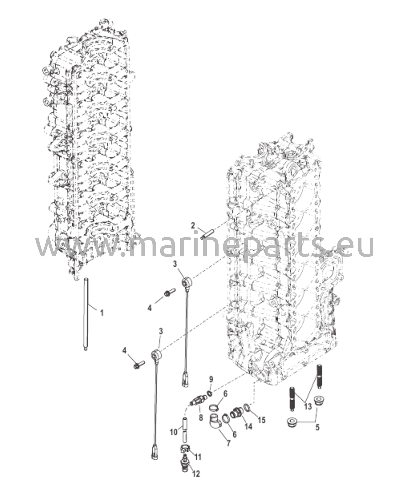 Komponenter för portcylinderns block