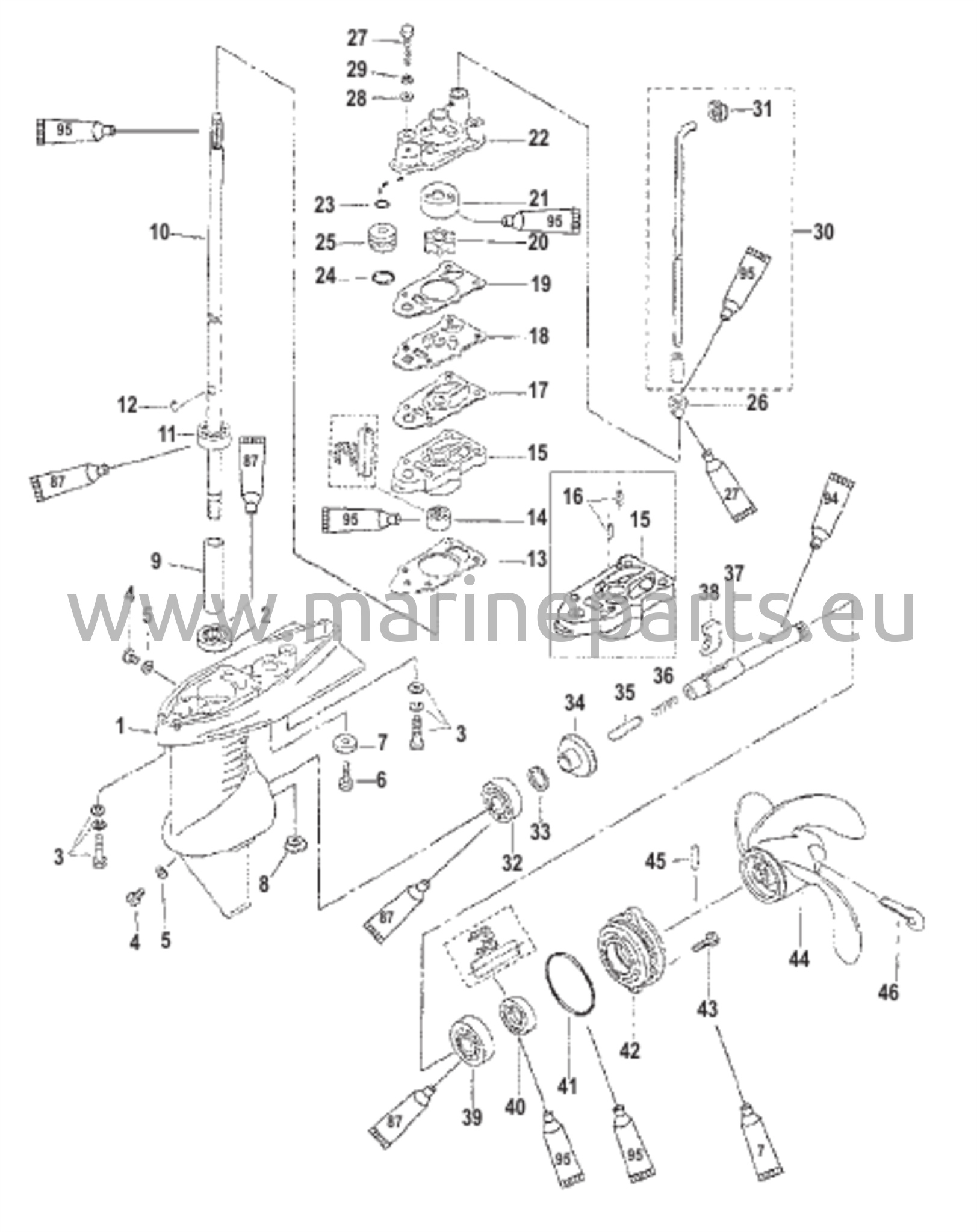 Gear Housing Assembly 3.3 Horsepower 