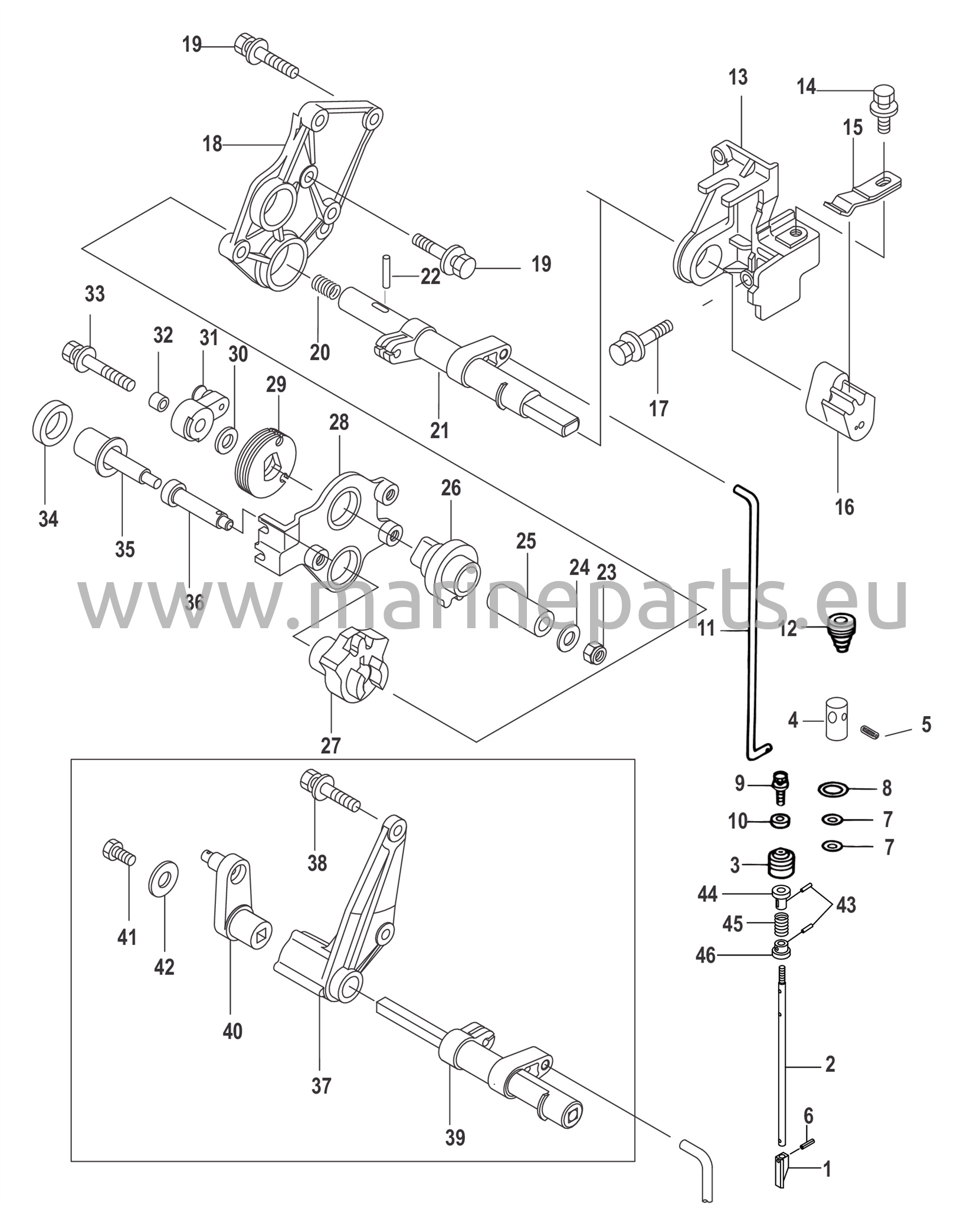 Vaihteensiirto ja vaihteensiirtoakseli 0R505053 ja uudemmat
