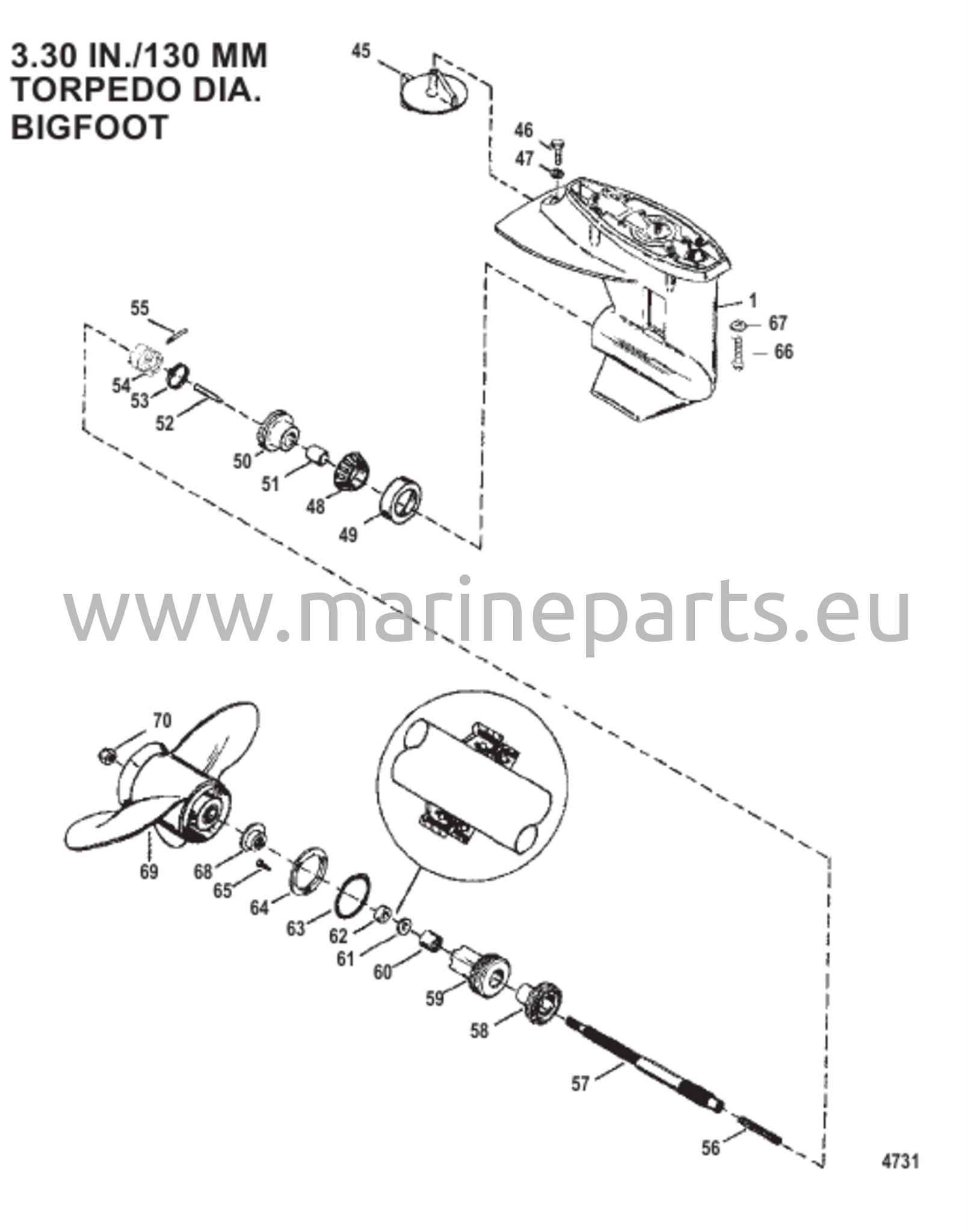 Vaihteiston kotelo potkurin akselille - 2,42:1 vaihdekerroin