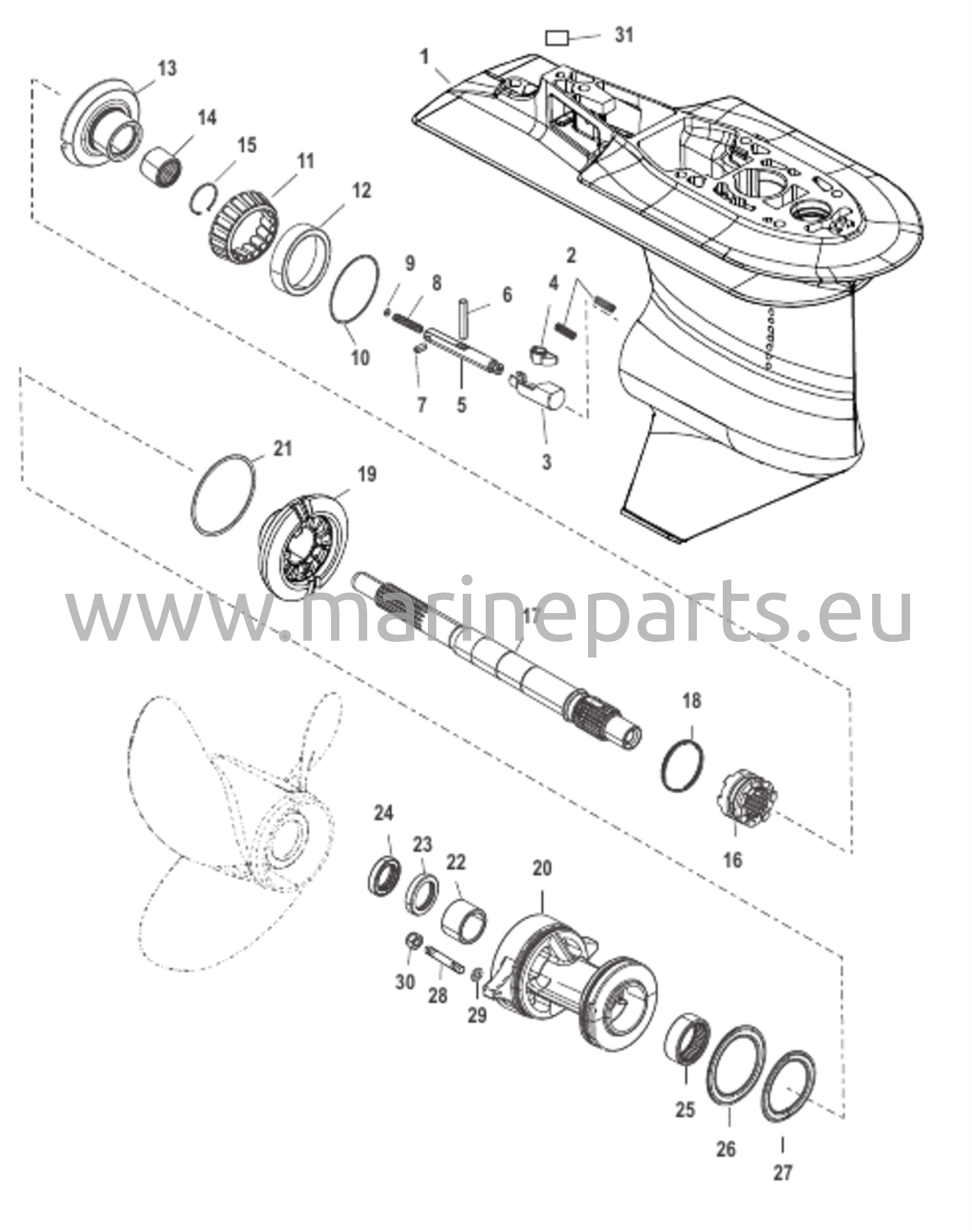 Växelhölje Propelleraxel - Växelutväxling 2,33:1