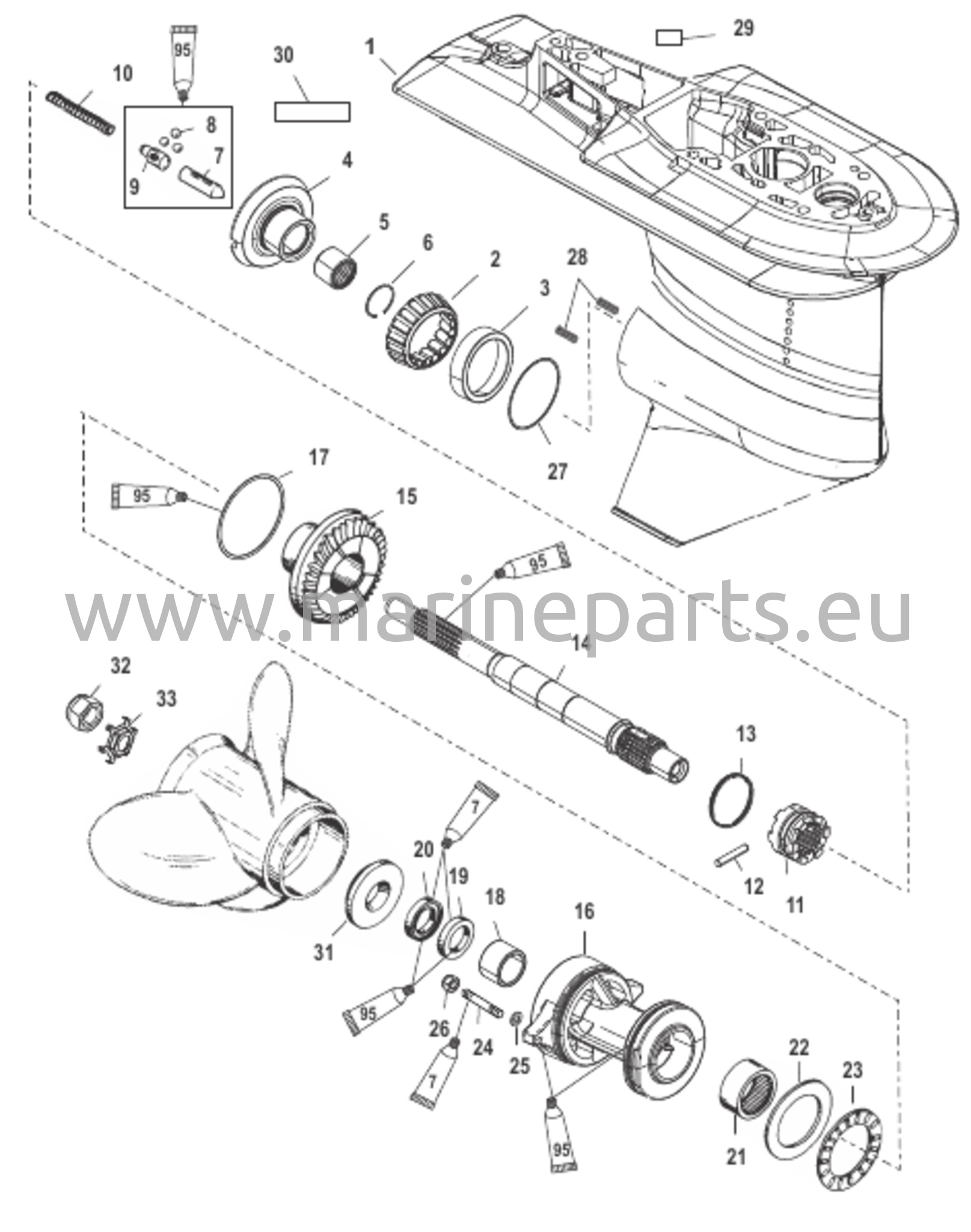 Växelhus (Propelleraxel - 2,33:1 - S/N-0T625304 och uppåt)