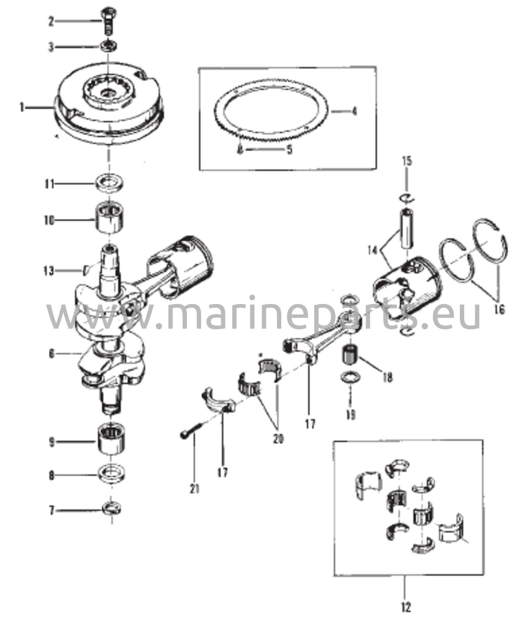 Kampiakseli, männät ja vauhtipyörä