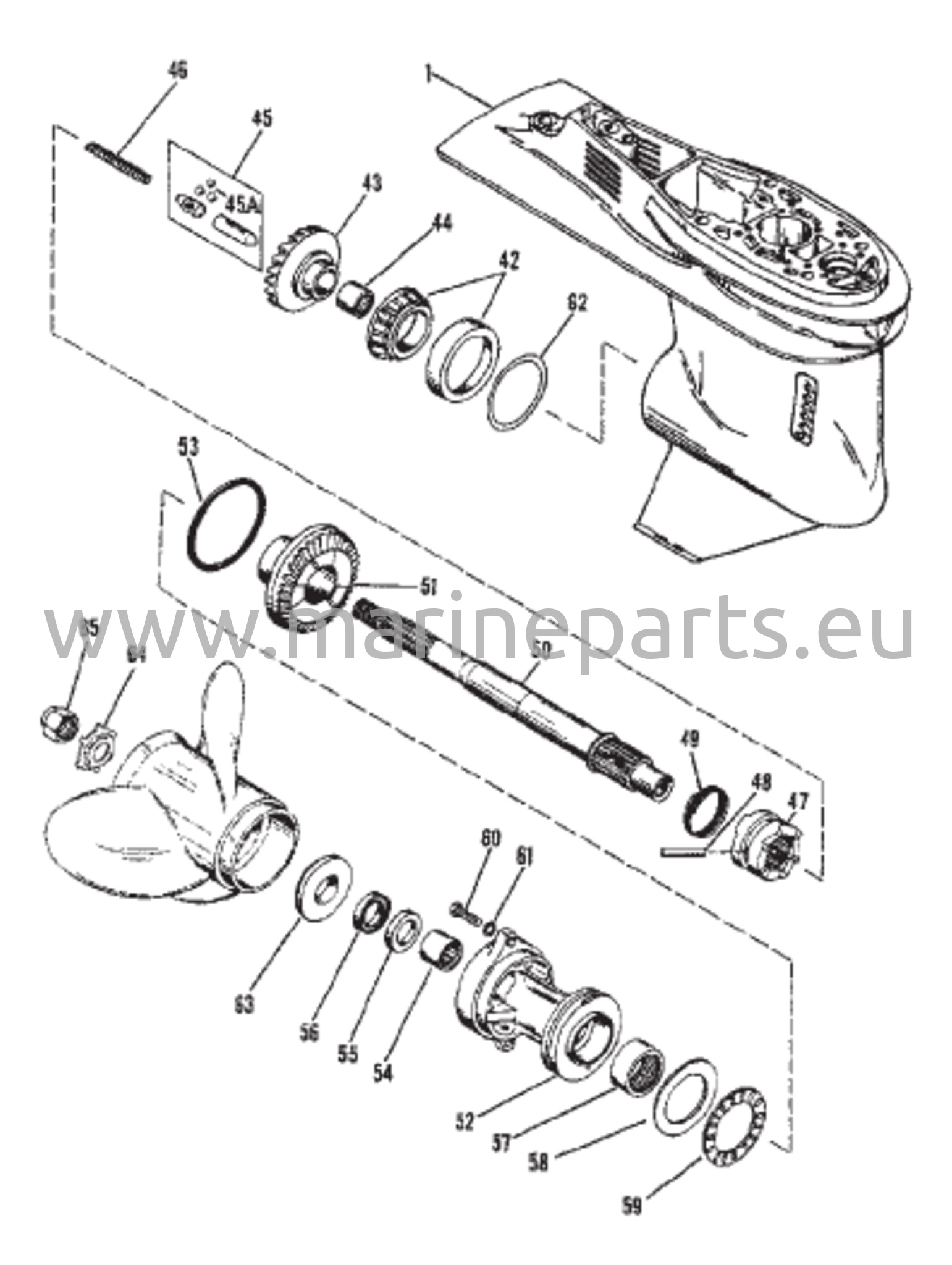 Vaihteiston kotelo potkurin akselille