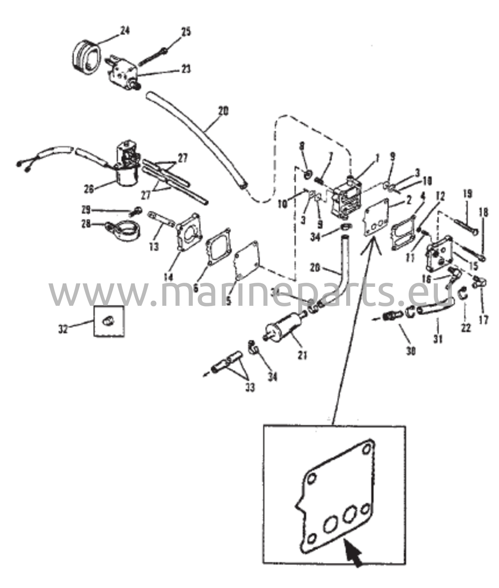 Polttoainepumppu (käytettävä 90 asteen takaiskuventtiilin kanssa)