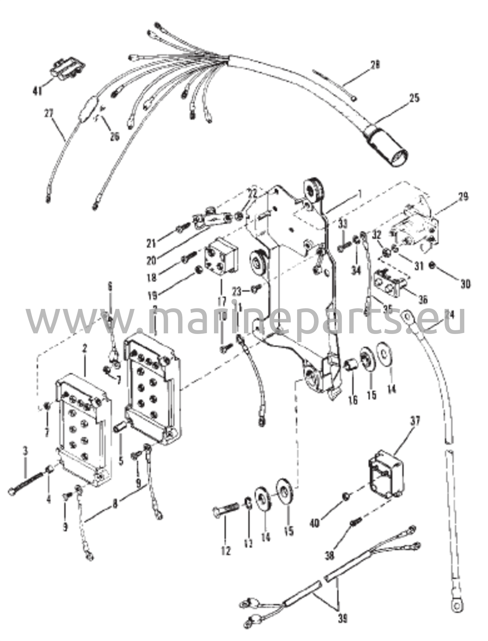 Johdotussarja, käynnistinrele ja tasasuuntaaja