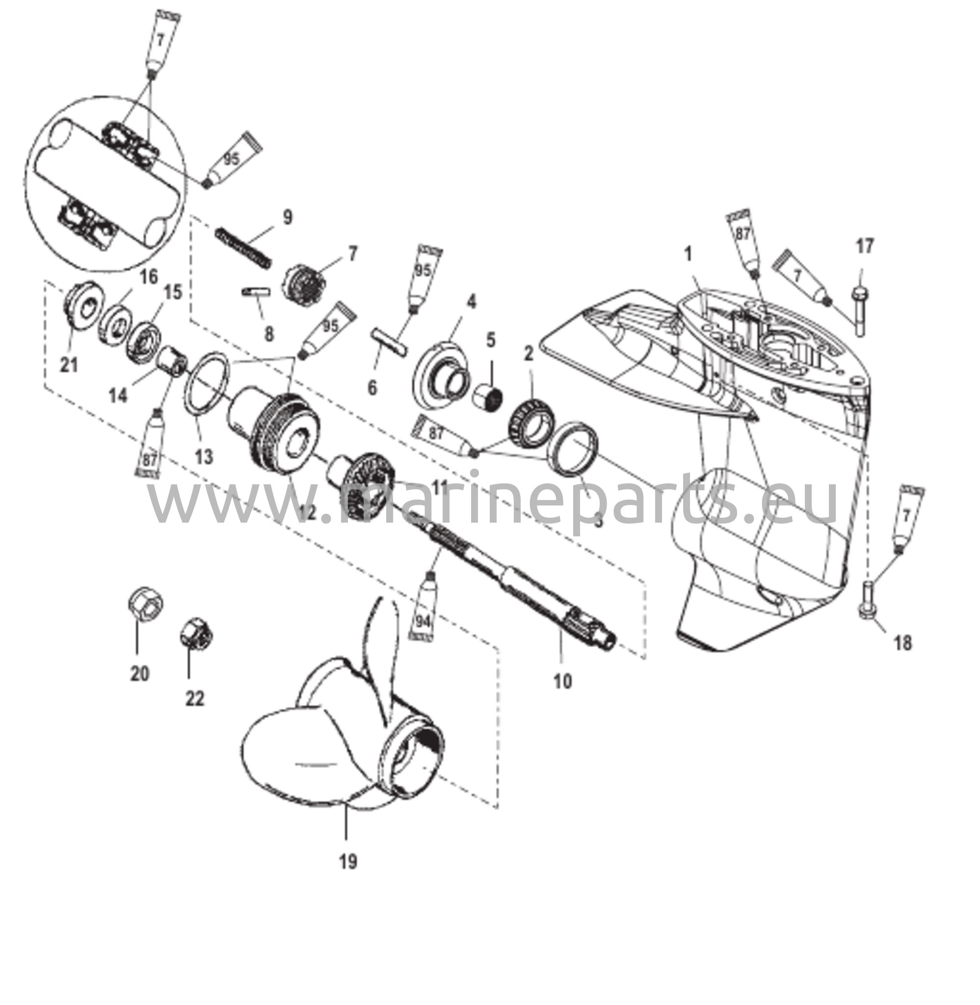 Vaihteiston kotelo potkurin akselille - 2,00:1 vaihde - Ei Bigfoot-mallia