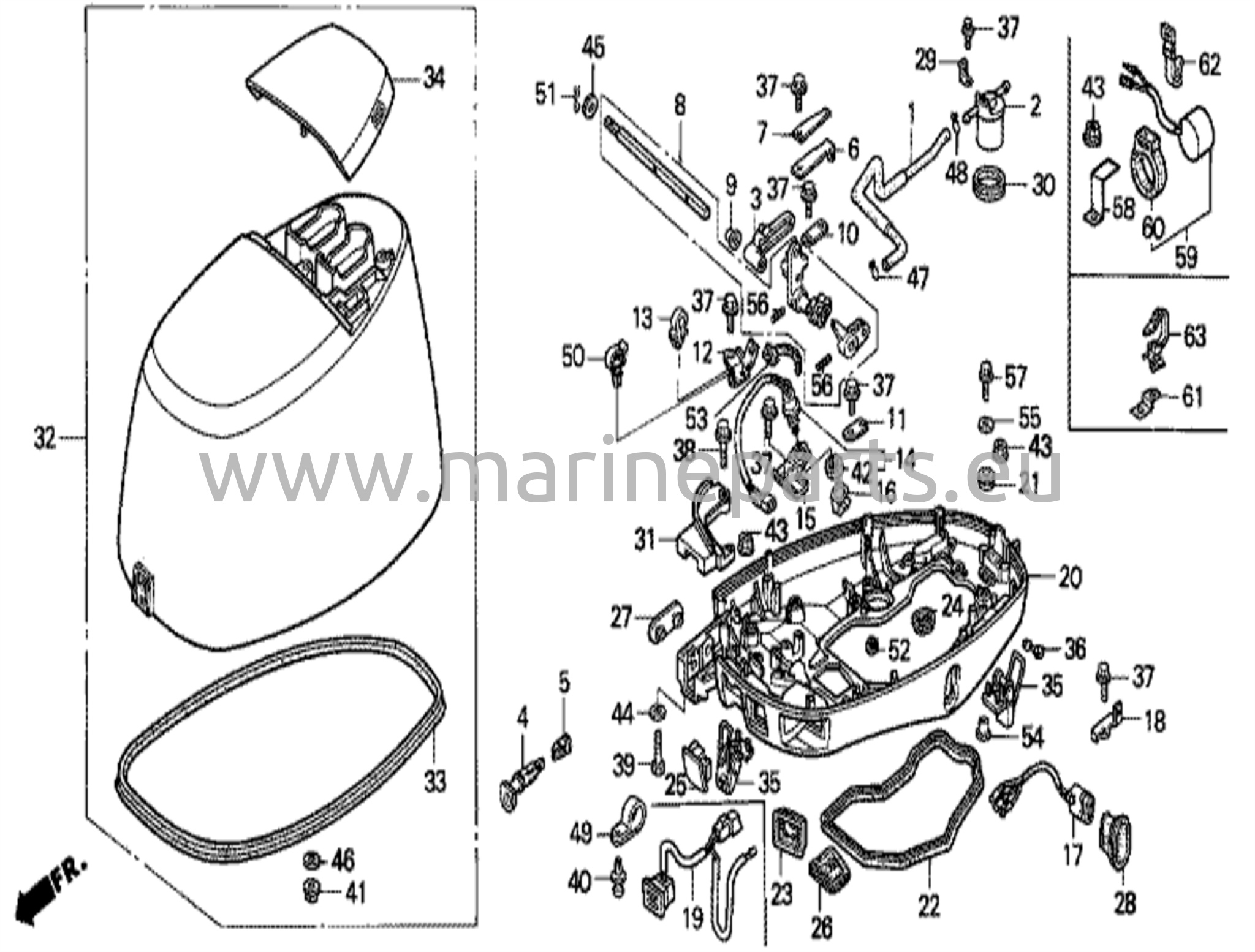 Moottorin suojus ja alakotelo
