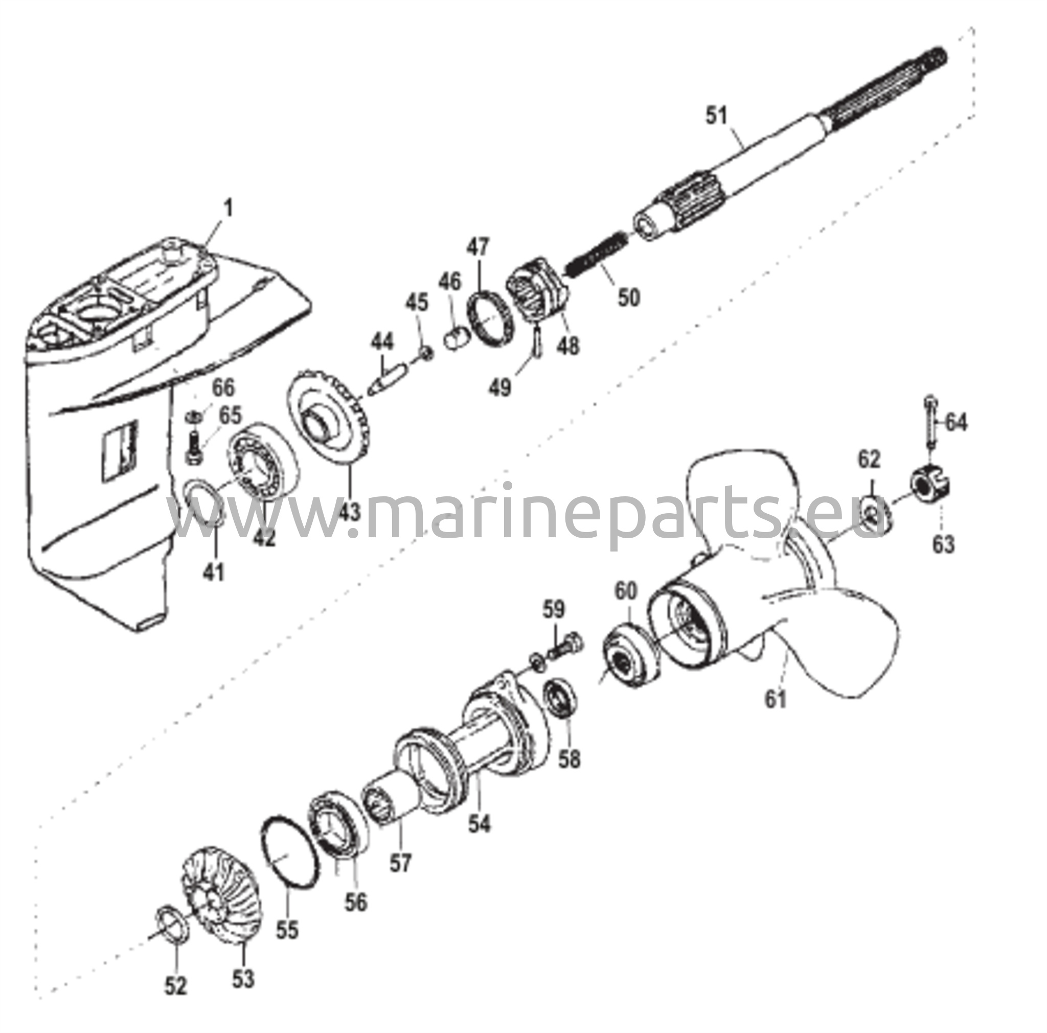 Vaihteiston kotelo potkurin akseli