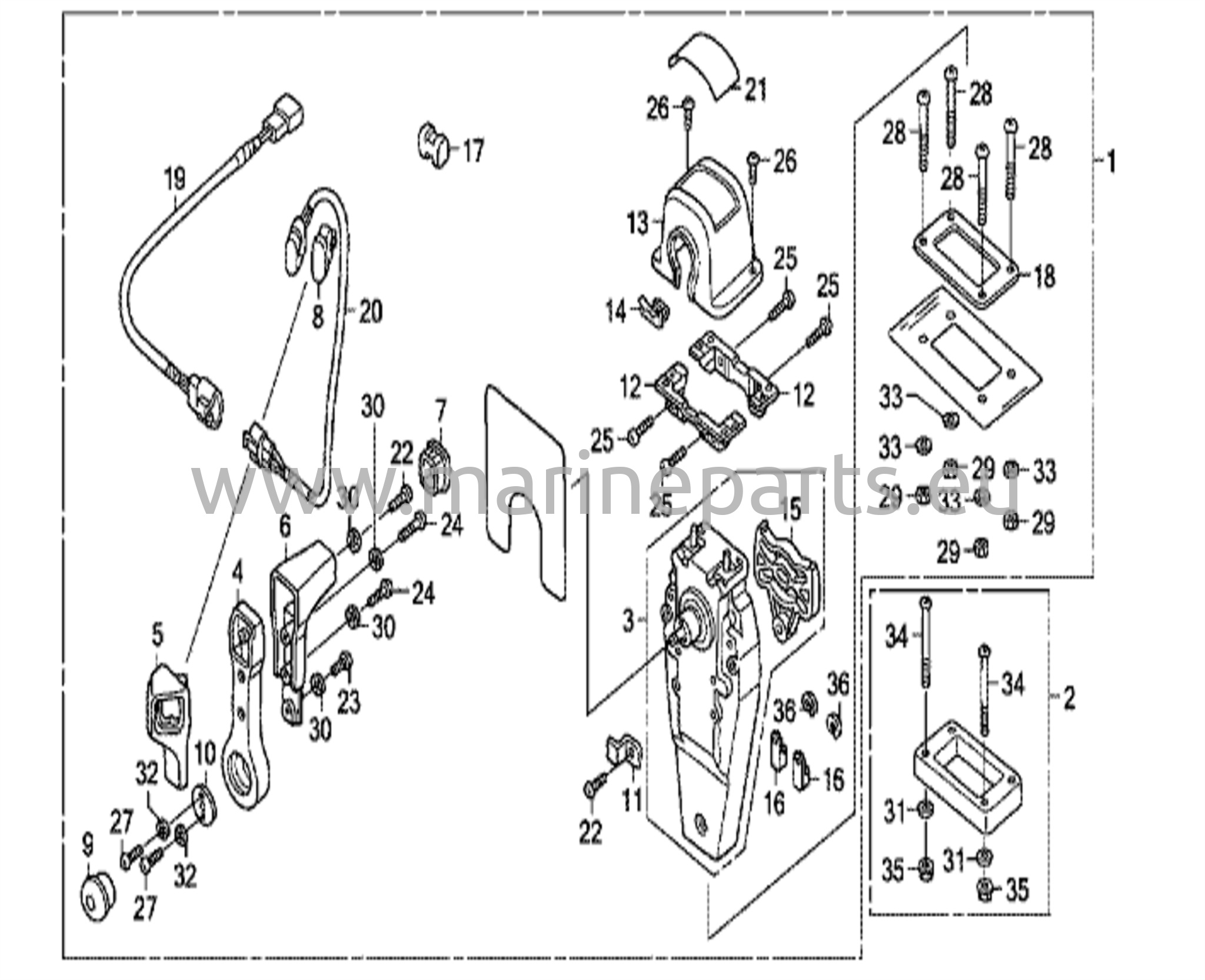 Kaukosäädin (yläkiinnitys yksittäistyyppi) (oikea)