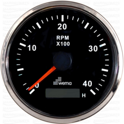 Tahhomeeter 4000 RPM koos tunnimõõdikuga, must, Silverline