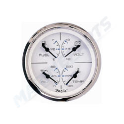 Kombineeritud näidik - kütusetase, pinge, temperatuur ja õlirõhk (valge roostevabast terasest "Chesapeake")