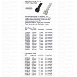 Valged nailonist kaablisidemed 533 X 7,6 (100 tk)