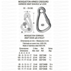 Roostevabast terasest aasaga karabiin 8 mm (10 tk)