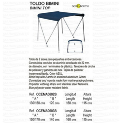 2 kinnitusega bimini katus 150/170 cm