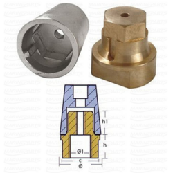 Radice kuuskant sõukruvi mutter (koos messingist korgiga) võllile Ø 45 mm